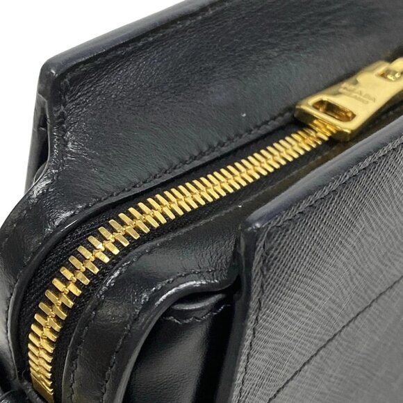 Auth PRADA - Black Saffiano Leather Shoulder Bag - Picture 10 of 15